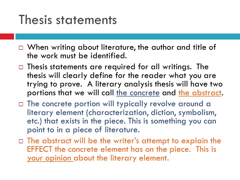 Write thesis statement literature review